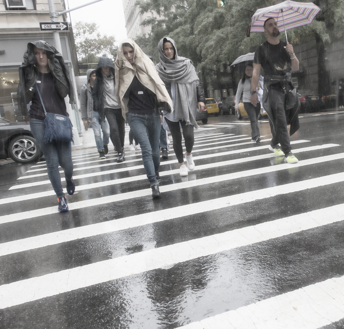 Street Crossing in Rain, NYC 2016, Maria Poulos