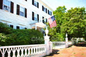 Federalist Home with Urns and American Flag