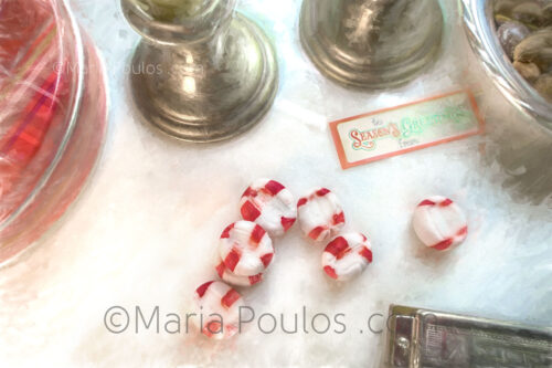 Peppermint Christmas still life by Maria Poulos