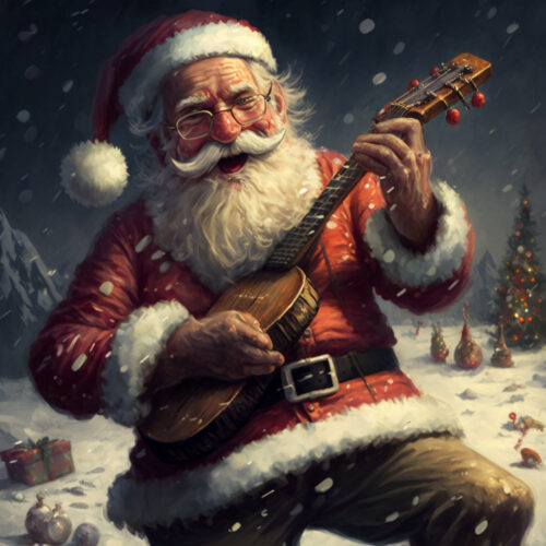 Santa playing the ukulele
